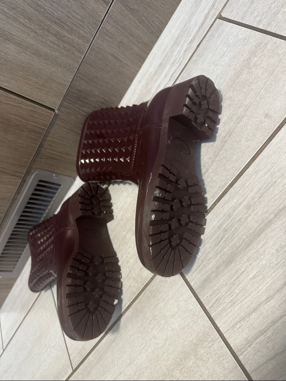 Valentino Burgundy Studded Rain Boots - Picture 5 of 5